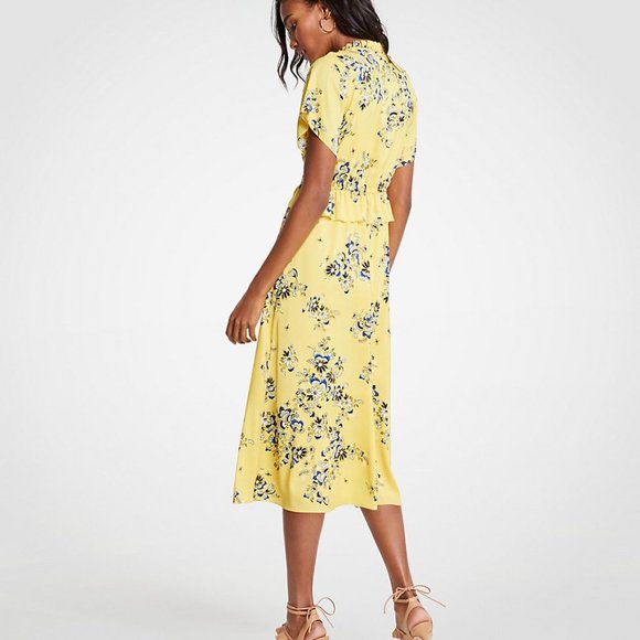 Ann Taylor Dresses | Ann Taylor Cottagecore Floral Yellow Ruffle Dress | Poshmark